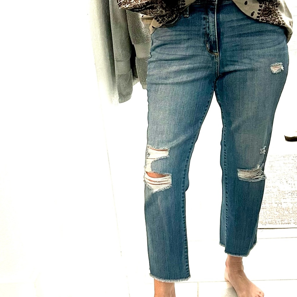 Distressed Blue Denim Jeans
